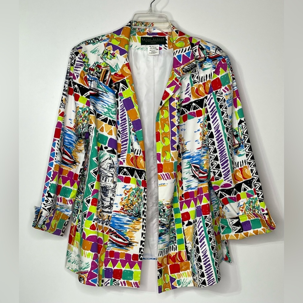 Harve' Benard Colorful Casual Collared Jacket Cuffed Sleeve Women's 16W READ